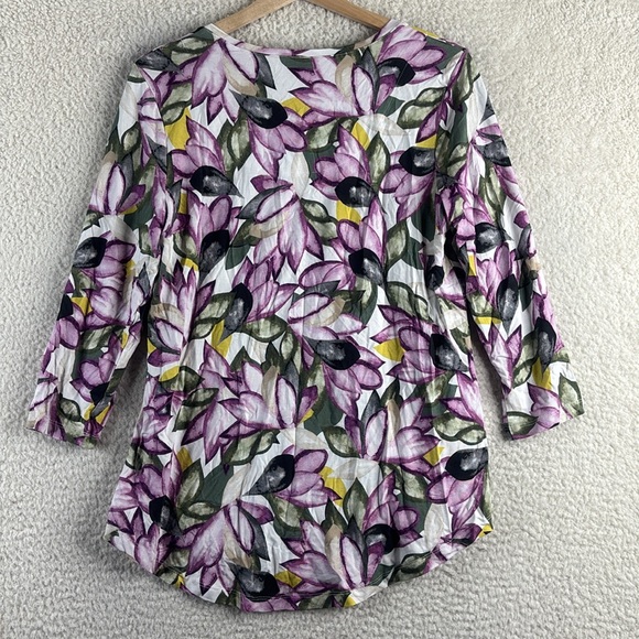 NWT JM Collection Womens White Purple Floral 3/4 Sleeve Pullover Blouse S SMALL - Picture 8 of 14